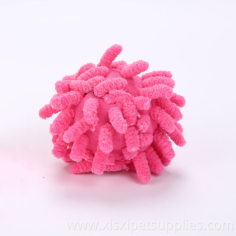 shaggy plush cat ball with rattle playing toy for cat